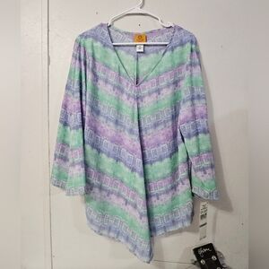 NWT! Pastel Colored Ruby Rd. V Neck Tunic Top!